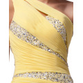 Grace Karin Hot Sale One Shoulder Yellow Chiffon Long Evening Evening Dress Robe CL4971-1 #